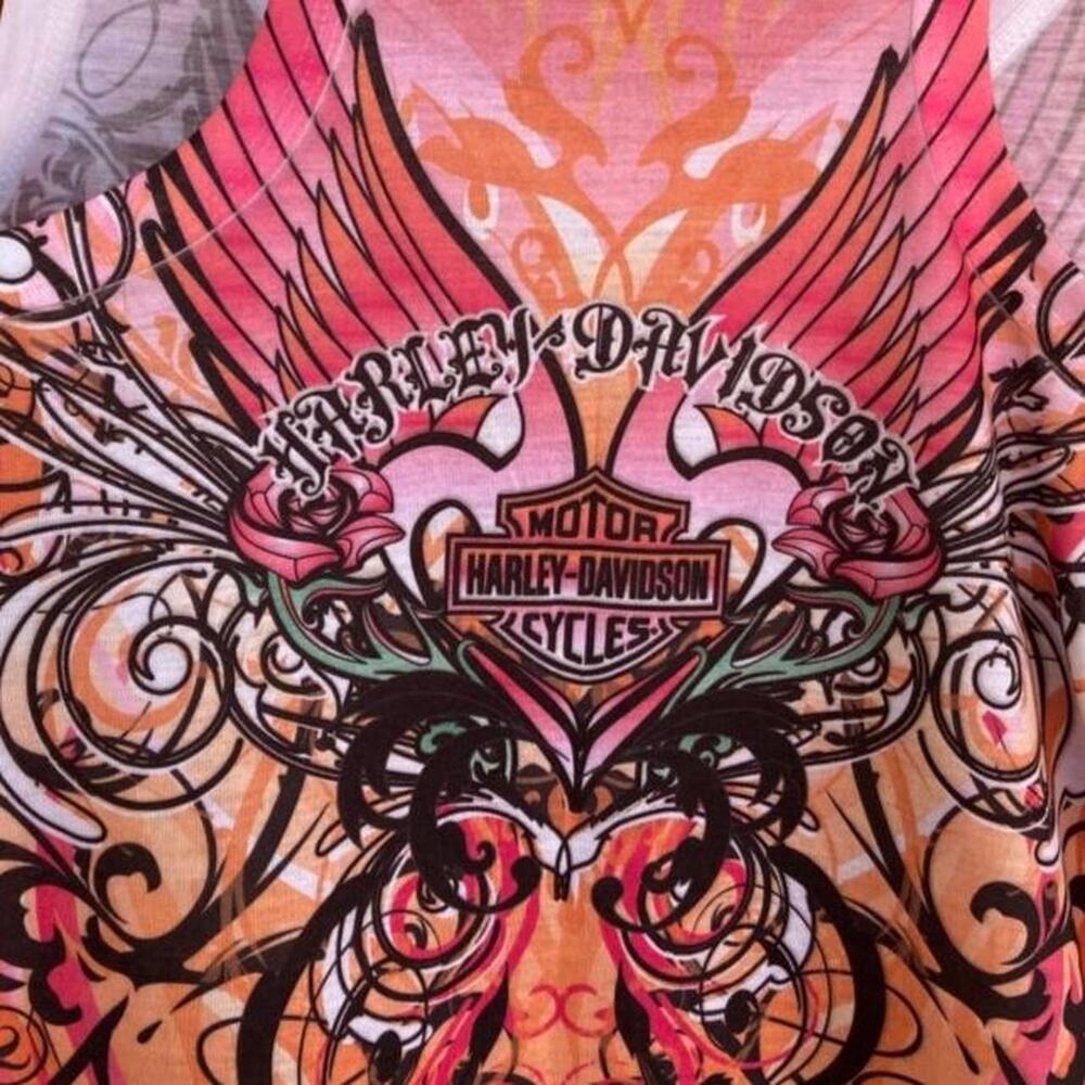 Harley Davidson pink and orange tank - Picture 7 of 8